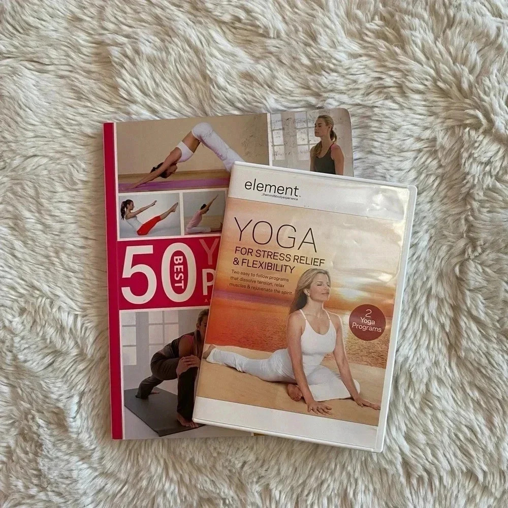 50 Best Yoga Positions book and Element Yoga for stress relief & flexibility DVD